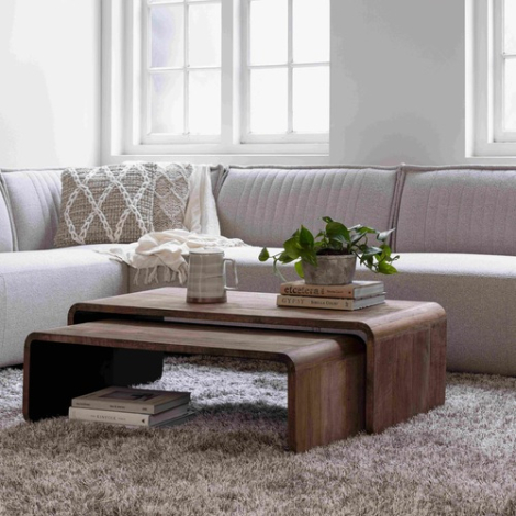 Salontafel Evo teakhout set 110 cm - in de woonkamer