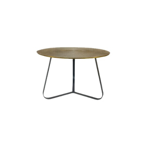Salontafel Kate rond 60 cm met goudkleurig aluminium blad en zwart onderstel