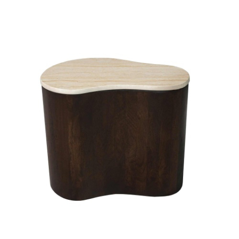 Salontafel Lovi bruin mangohout 50 cm met marmeren blad en organische vorm
