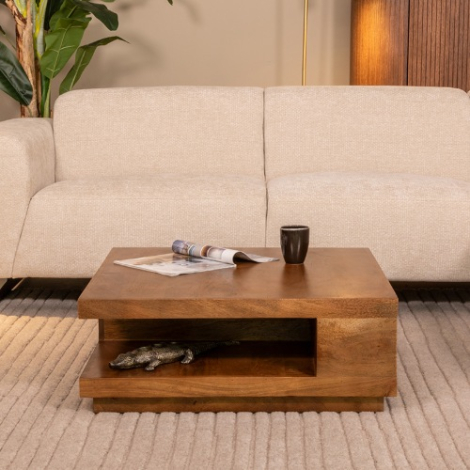 Vierkante salontafel Silke mangohout 80x80 cm naturel