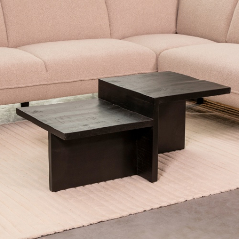Rechthoekige salontafel Sterre mangohout 90 cm zwart