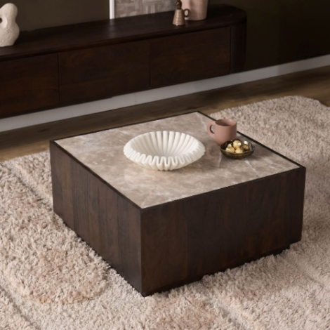 Salontafel Moos vierkant marmer bruin thumbnail
