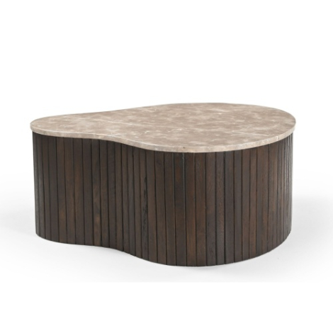 Salontafel Nomi 84 cm organisch blad met ribbelvoet