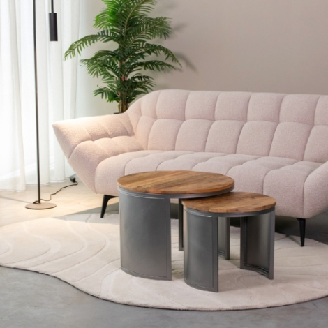 Salontafel set Sam grof mangohout 60 cm bruin