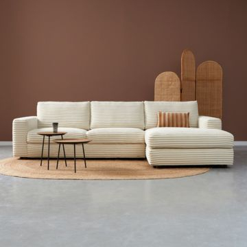 Bankstel Uno in beige kleur met chaise longue rechts. 