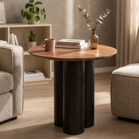 Ronde bijzettafeltje van hout 70 cm. 