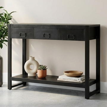 Sidetable zwart mangohout Britt 120 cm.