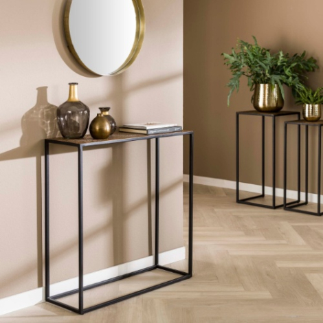 Smalle haltafel metaal antiek brons Iben 75 cm - sfeerfoto