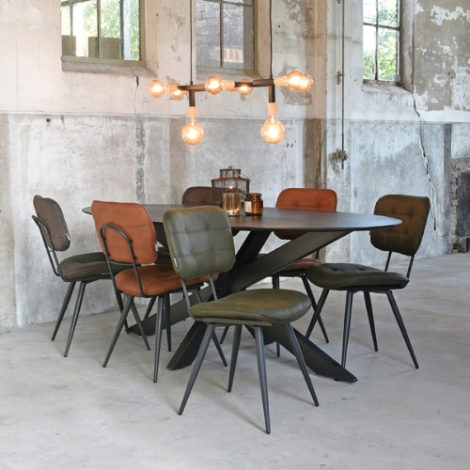 Eetkamerstoel Gwen cognac microvezel met losse rug