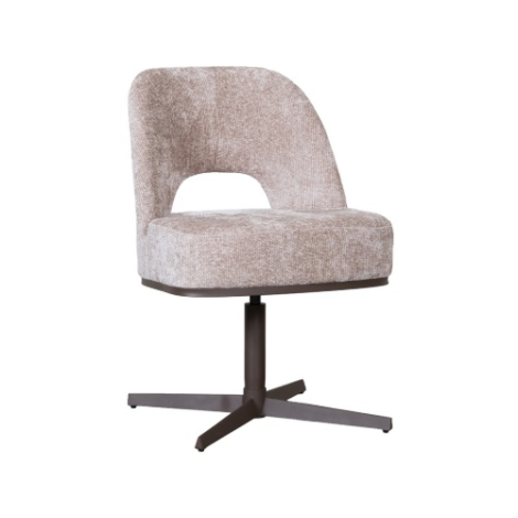 Eetkamerstoel Pieter beige chenille met open rug, bronzen voet Eetkamerstoel Pieter beige chenille met open rug, bronzen voet