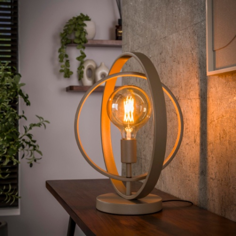 Tafellamp met draaiende ringen Karo beige 43 cm - sfeerfoto