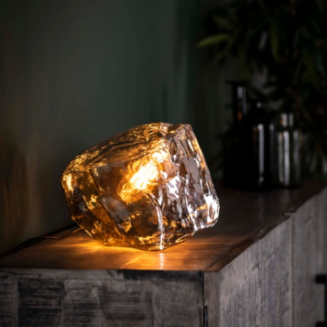 Tafellamp van mondgeblazen glas Hanna chroom - sfeerfoto
