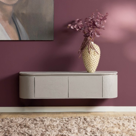 Taupe mangohouten tv-meubel Excellent 120 cm zwevend in woonkamer