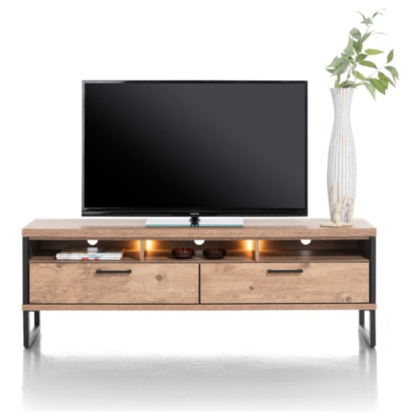 Tv-meubel Pantin 160 cm met 2 laden, 3 niches en LED-verlichting