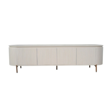 Zand mangohouten tv-meubel Solana 210 cm met geribbeld front