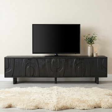 Tv meubel zwart hout 240 cm breed