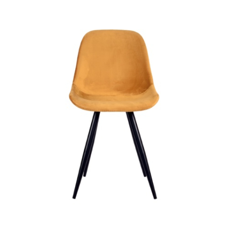 Velvet eetkamerstoel Chiel okergeel met kuip