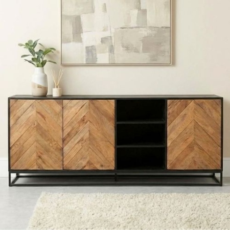 Visgraat dressoir 200 cm mangohout