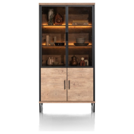 Vitrinekast Pantin 100 cm met glasdeuren en LED-verlichting
