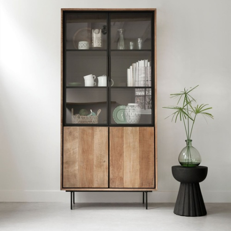 Vitrinekast small Metropole teakhout 100 cm - in de woonkamer