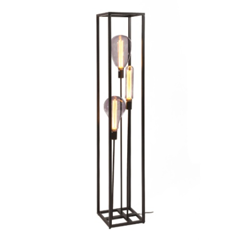 vloerlamp 3 lichts zwart 160 cm metaal