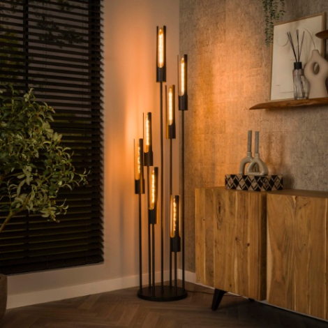 Vloerlamp 7 buizen Aurel zwart 186 cm - sfeerfoto
