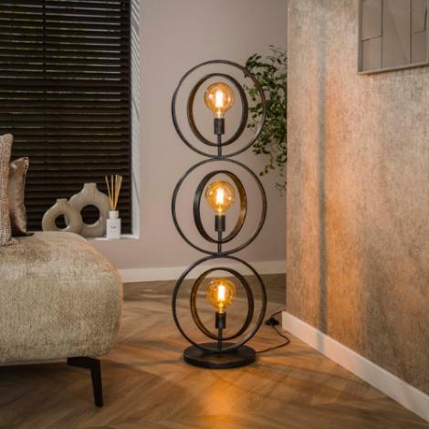 Vloerlamp met draaibare ringen Karo antraciet 3 lichts - sfeerfoto