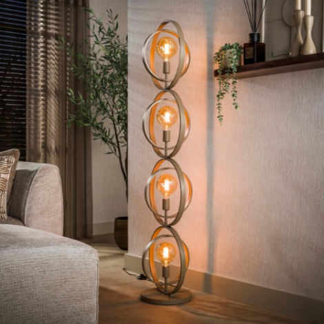 Vloerlamp draaiende ringen 4 lichts Karo beige - sfeerfoto