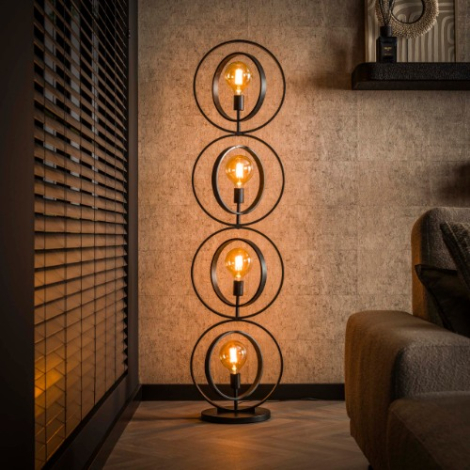 Vloerlamp met ringen 4 lichts Karo antraciet 163 cm - sfeerfoto