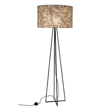 Vloerlamp met gouden schelpen kap. 