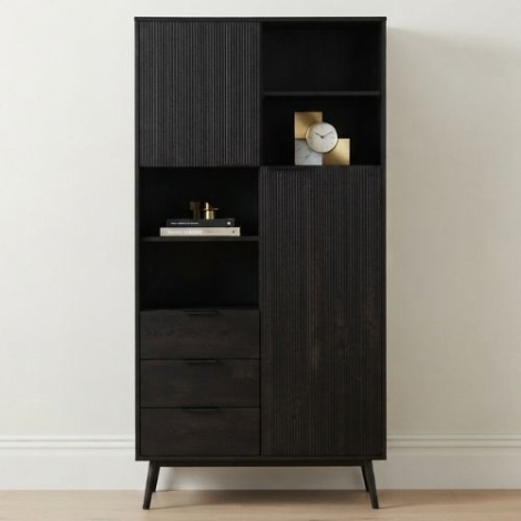 eikenhouten kast donkerbruin/zwart