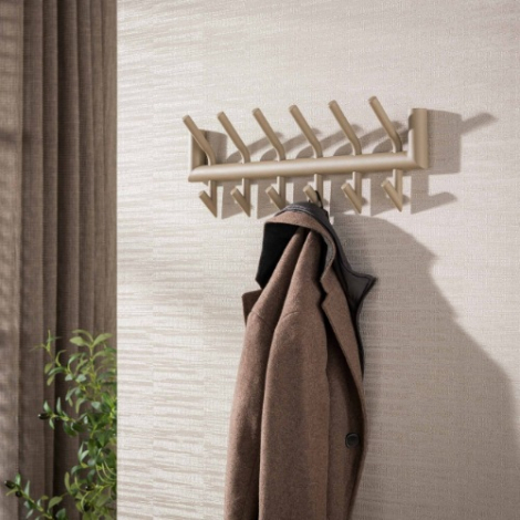 Wandkapstok metaal Zola 6 dubbele haken beige - sfeerfoto