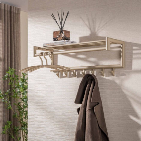 Wandkapstok metaal Zola 7 dubbele haken beige - sfeerfoto
