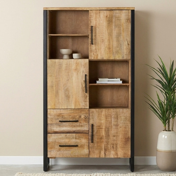 Wandkast mangohout met staal 100 cm