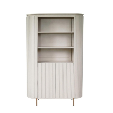 Wandkast Solana zand mangohout 115 cm met open vakken en ribbelfront