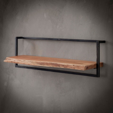 Wandplank met stalen frame 100 cm breed Brix acaciahout - sfeerfoto