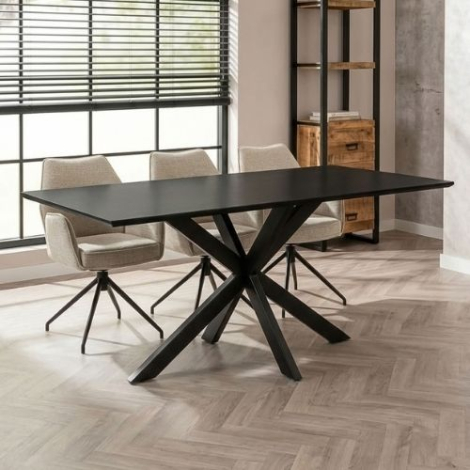 Zwarte eettafel met rechthoekig blad 200 cm
