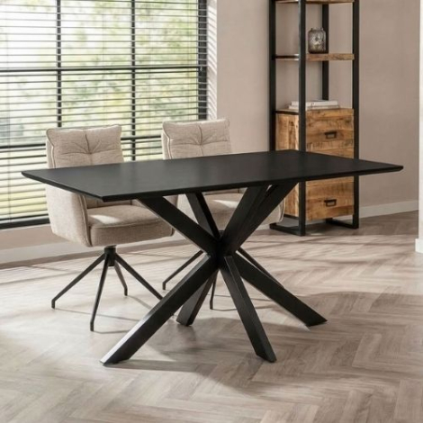 Zwarte eettafel rechthoekig met spinpoot 160 cm