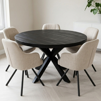 Ronde eettafel zwart met spinpoot