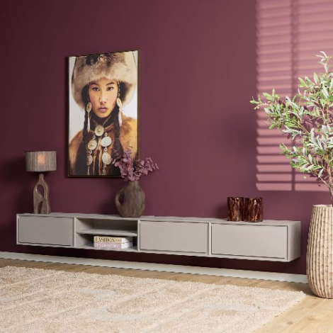 Zwevend tv-meubel Ambiance Taupe 280 cm