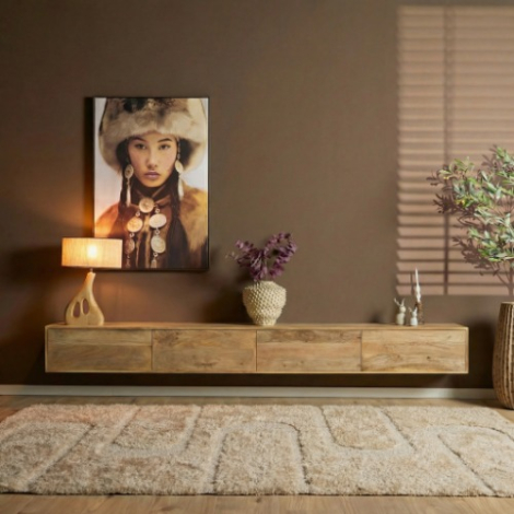 Zwevend tv meubel Vision Licht mango 240 cm in vooraanzicht
