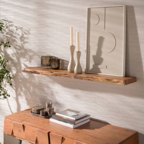 Zwevende wandplank 120 cm Brix naturel acaciahout - sfeerfoto