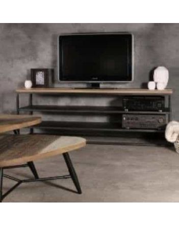 Tv tafel industrieel. 130 cm met acaciahout.