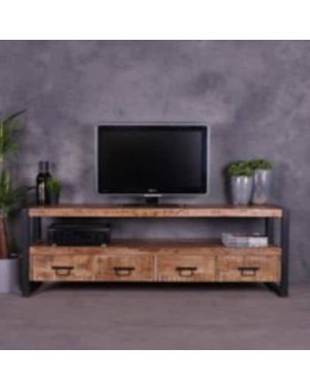Tv meubel mangohout 180 cm gecombineerd met zwart staal