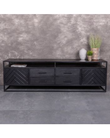 Tv meubel zwart visgraat 200 cm breed.