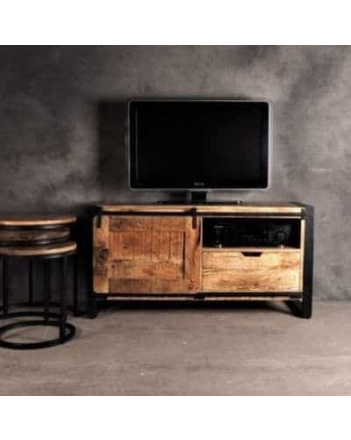 Industrieel tv meubel 120 cm mangohout.