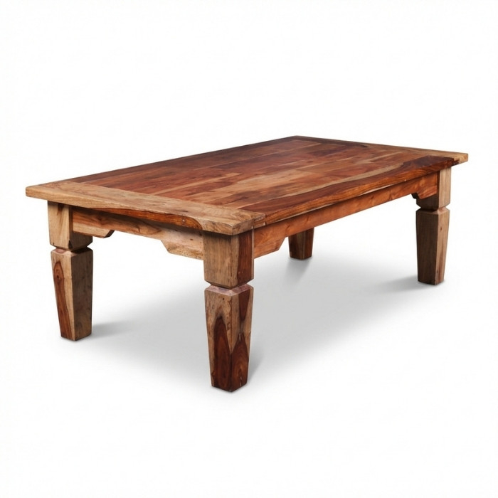 Salontafel van massief acaciahout 135x70 cm met blanke lak