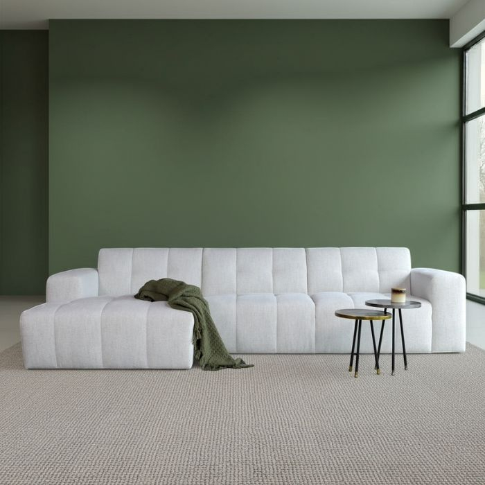 Bankstel Wave in ecru met chaise longue links. 