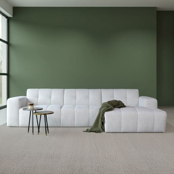 Bankstel Wave in ecru met chaise longue rechts. 