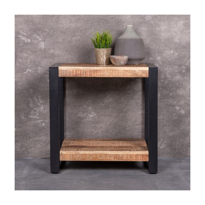 Bijzettafel mangohout met onderblad.